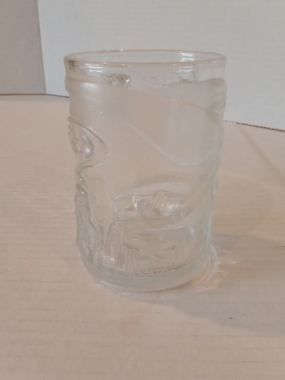 Vtg Mc Donald's 1995 Batman Forever Clear Glass Embossed Mug